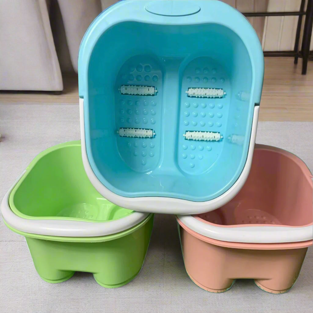 1pc Thickened Anti-Cracking Four Rounds of Footbath Barrel Keeping Up with The Massage Footbath Household Simple Portable Roller Massage Basin Plastic Drop Foot Wash Basin Multi-Color Optional