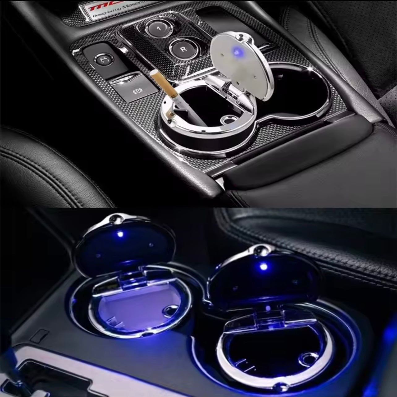 Car Ashtray Car Garbag Can With Led Light With Cover Creative Personality Covered Car Inside The Car multi-function Car Supplie