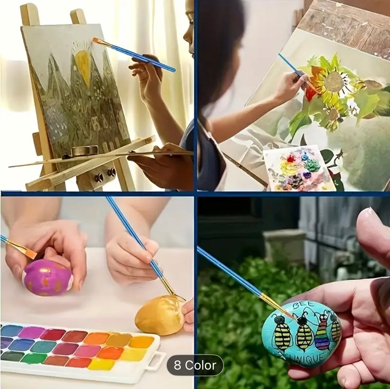 6pcs Artist Paint Brush Set for Acrylic, Oil, Watercolor, Face, Nail, Detail Painting and Rock Painting Back to School Supplies