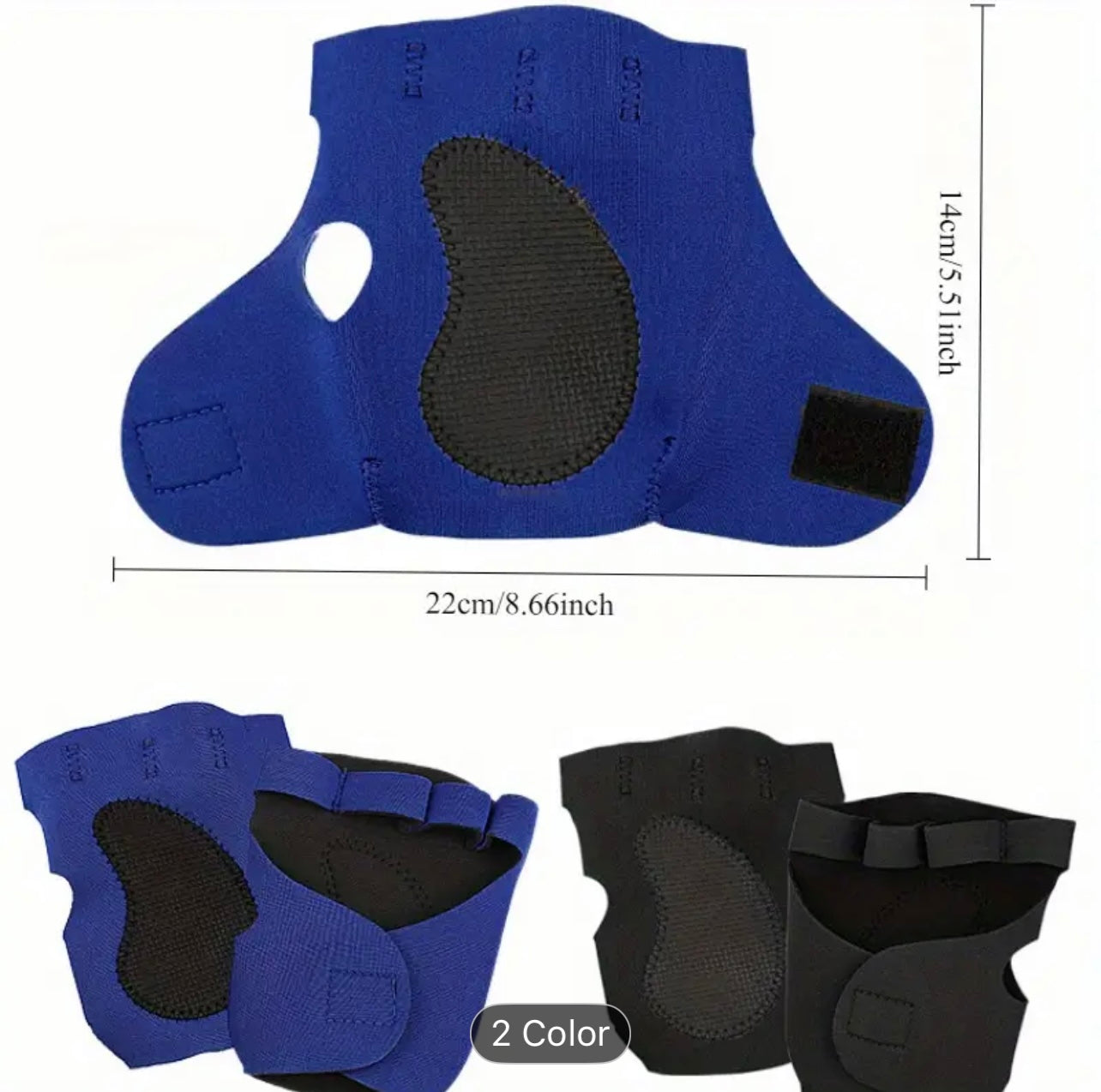 1 Pair of Blue & Black Non-Slip, Breathable Fingerless Palm Protectors - Ideal for Fitness, Outdoor Activities, Cycling, Basketball, Weightlifting, Gym Equipment | Rubber Material