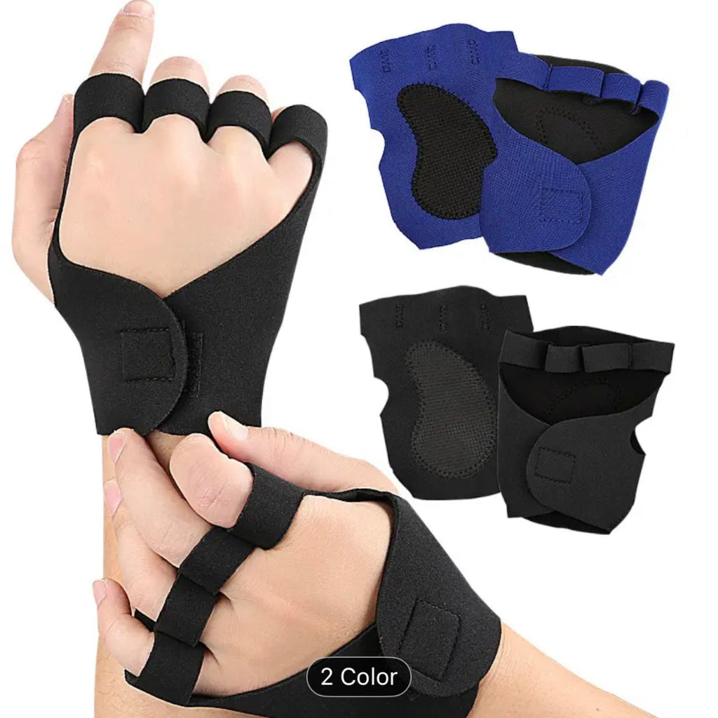 1 Pair of Blue & Black Non-Slip, Breathable Fingerless Palm Protectors - Ideal for Fitness, Outdoor Activities, Cycling, Basketball, Weightlifting, Gym Equipment | Rubber Material