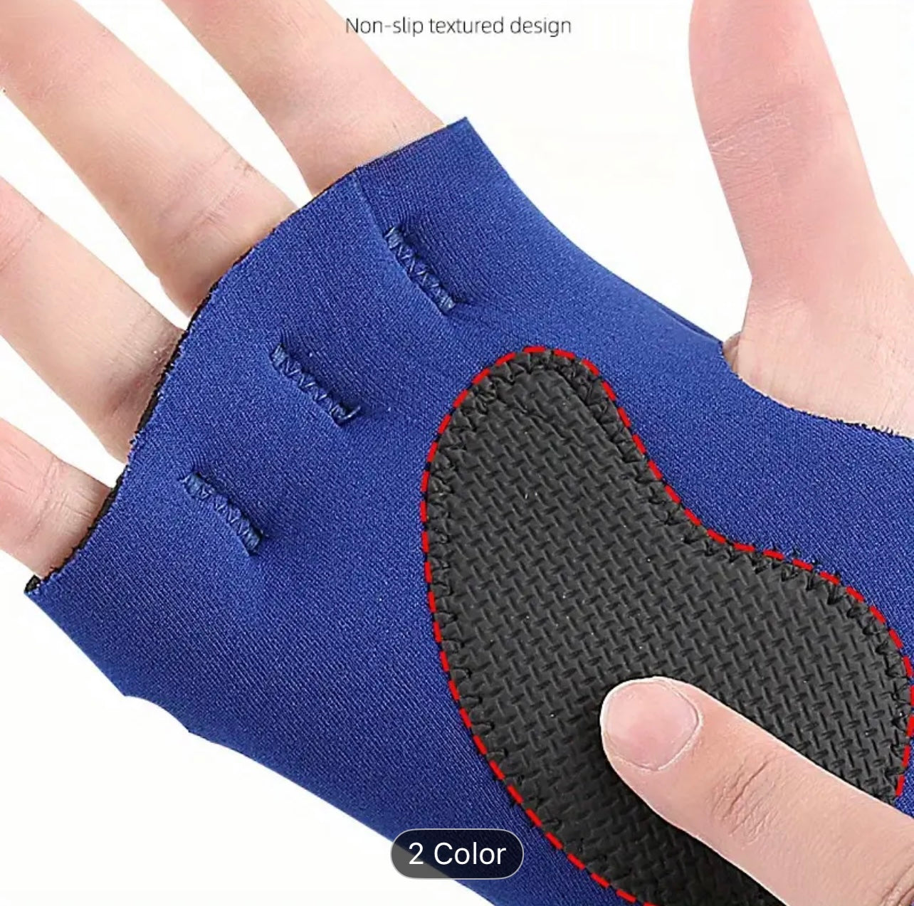 1 Pair of Blue & Black Non-Slip, Breathable Fingerless Palm Protectors - Ideal for Fitness, Outdoor Activities, Cycling, Basketball, Weightlifting, Gym Equipment | Rubber Material