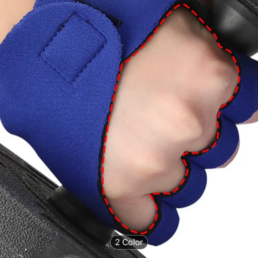 1 Pair of Blue & Black Non-Slip, Breathable Fingerless Palm Protectors - Ideal for Fitness, Outdoor Activities, Cycling, Basketball, Weightlifting, Gym Equipment | Rubber Material