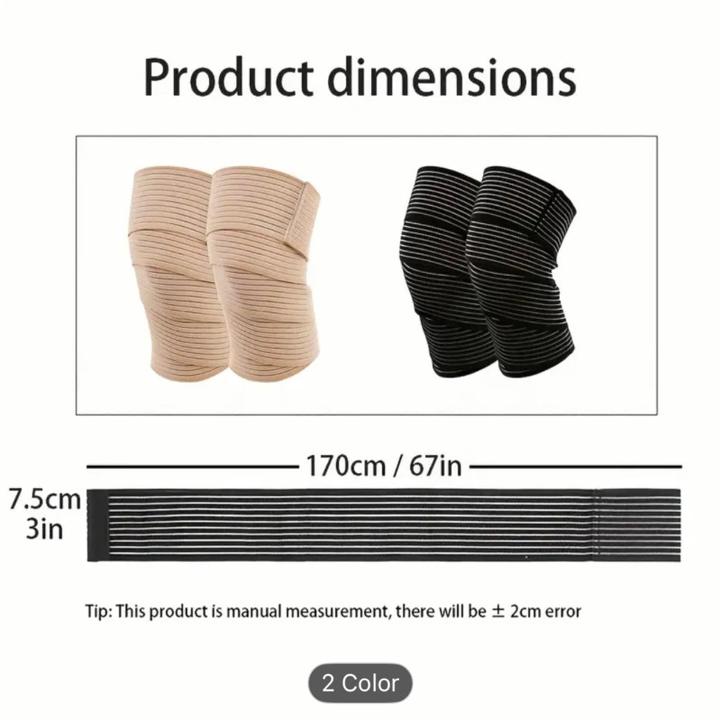 2pcs, Extra Long Elastic Knee Pads, Adjustable Compression Bandage Knee Pads, Suitable for Thighs, Calves, Knees, Elbows, Ankles, Black, Beige, One Size Fits All..