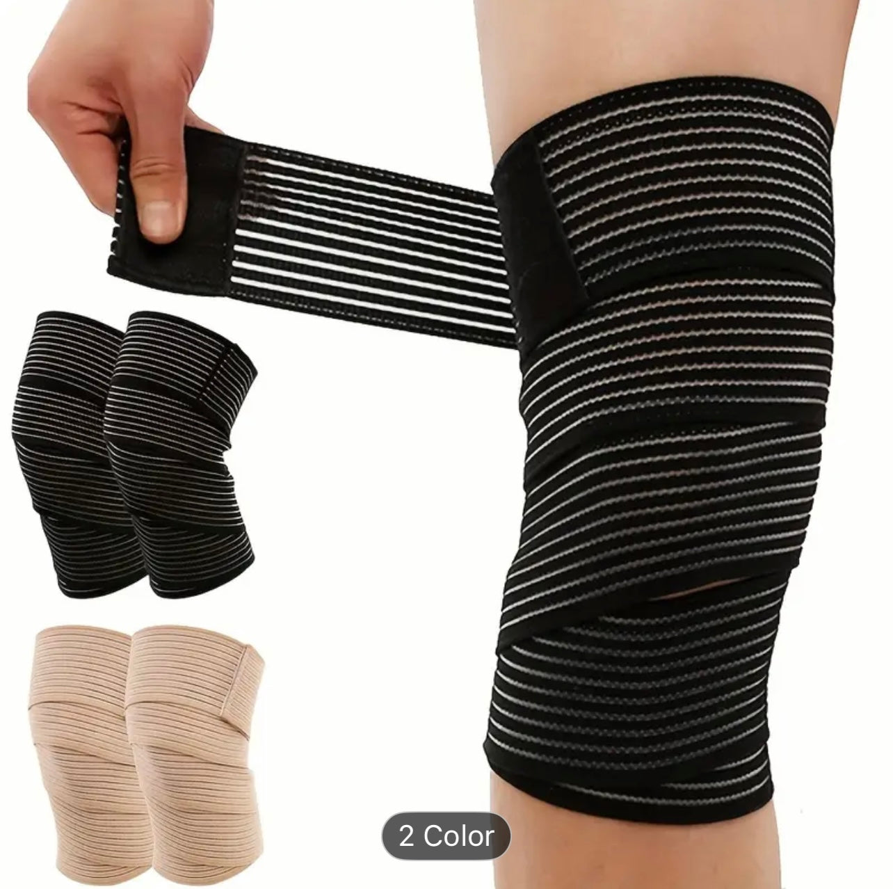 2pcs ، وسادات الركبة المرنة الطويلة ، ووسادات ركبة ضمادة ضغط قابلة للتعديل ، مناسبة للفخذين ، العجول ، الركبتين ، المرفقين ، الكاحلين ، الأسود ، البيج ، حجم واحد يناسب الجميع ..