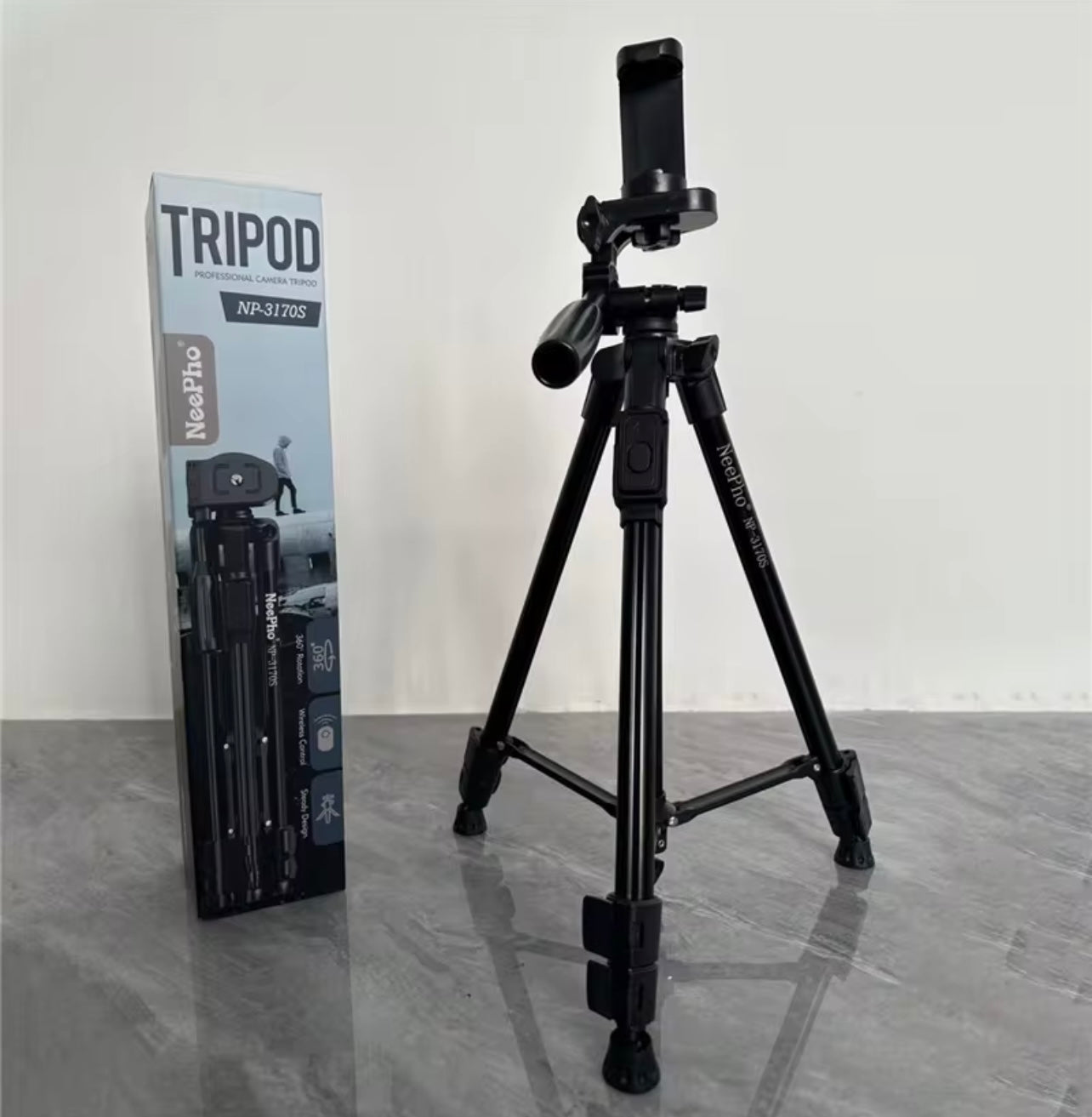 Tripod Stand with Phone Holder, Adjustable Section Legs, Portable for Live Streaming, Fishing Lights, Projectors, Micro DSLR Cameras - Durable & Lightweight