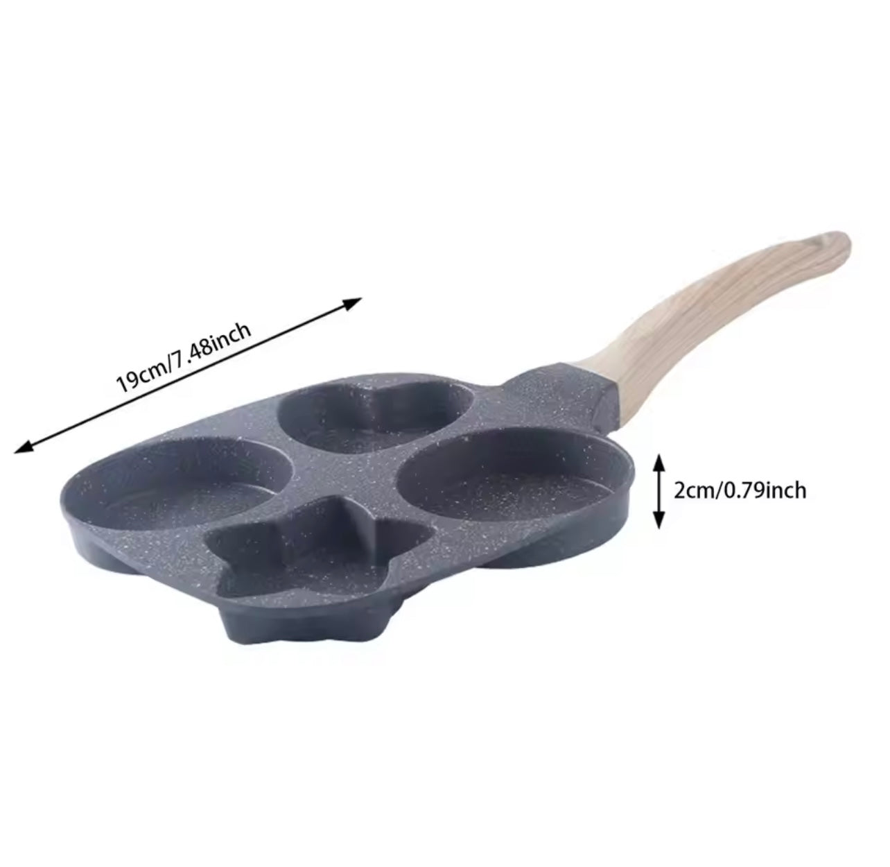 مقلاة غير لاصقة من الحديد الزهر مع 4 فتحات - مثالية للبيض والفطائر..