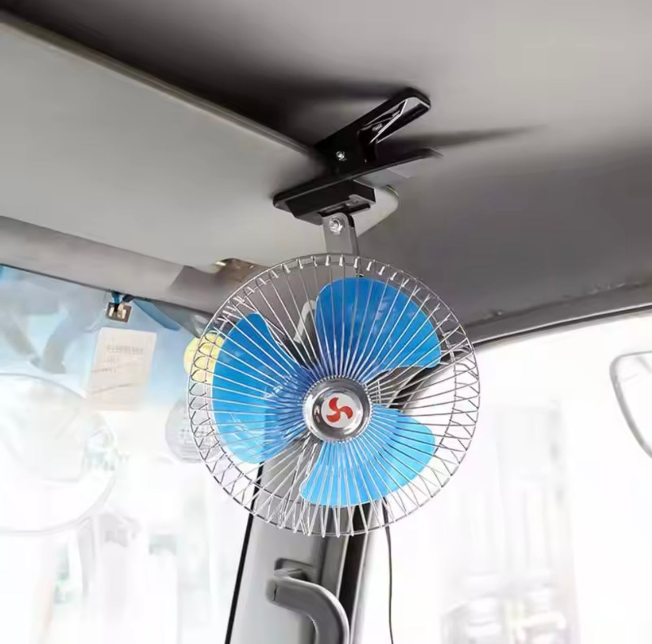12V/24V Car Clip-on Fan High Airflow Cooling Mini Fan For Vehicles, Adjustable Quiet & Detachable Design Universal Cabin Mou P6V9