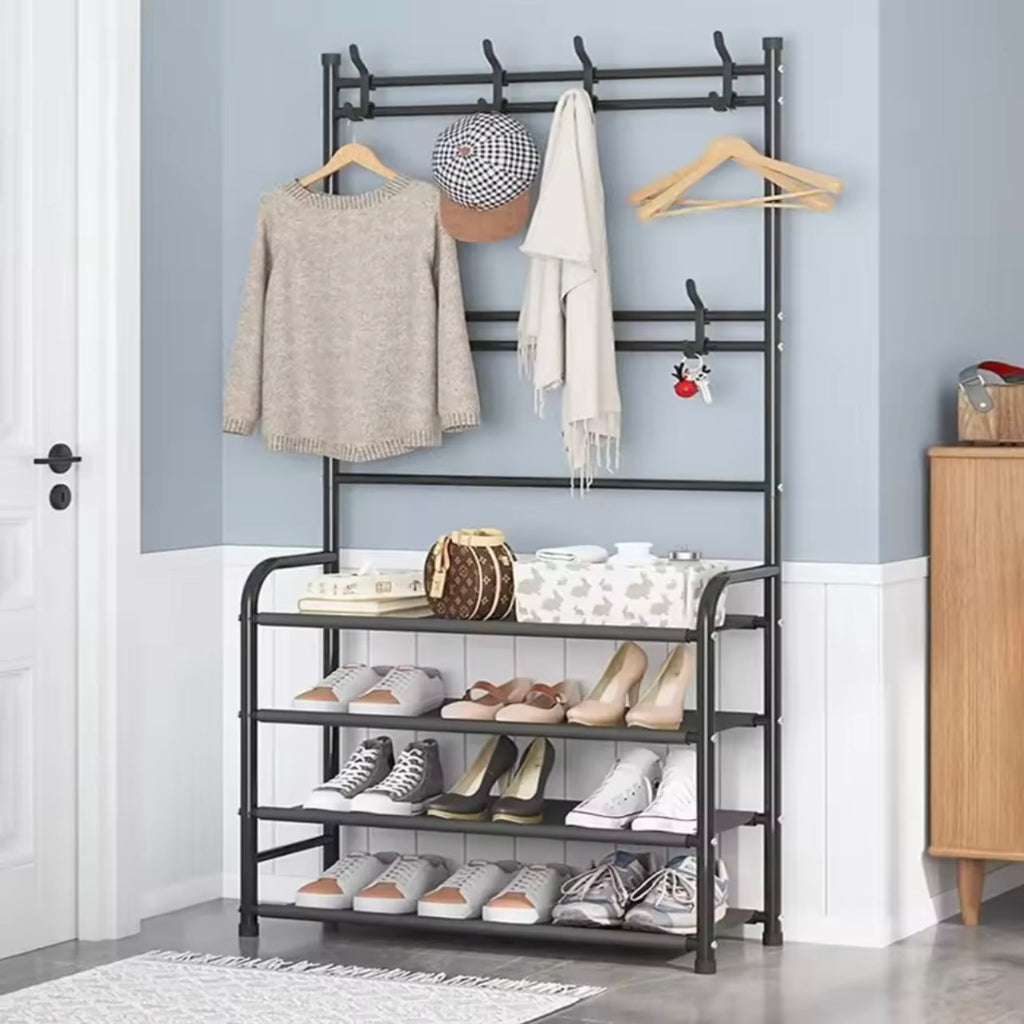 Hanger multi-layer Multi-Functional dustproof Floor-standing Clothes Hat Hangers pace Saving With side cloth and Hooks