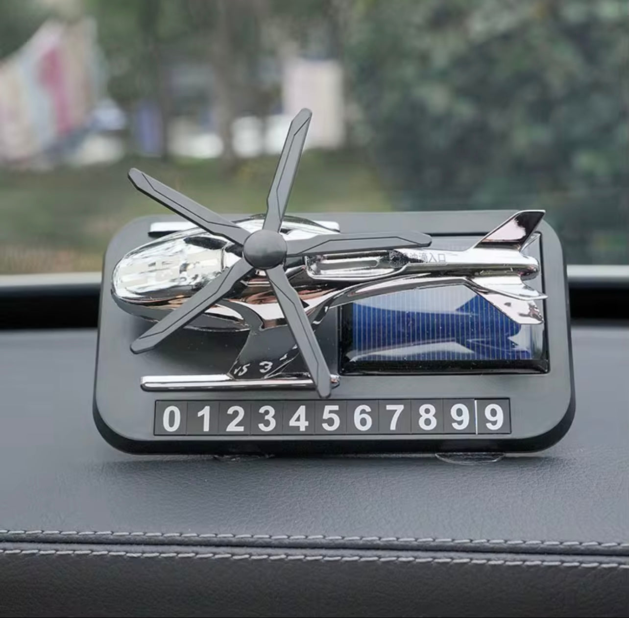 Car Aromatherapy Diffuser Helicopter Shape Rotating fan Solar Energy Aromatherapy Car Air Freshener with Phone Number
