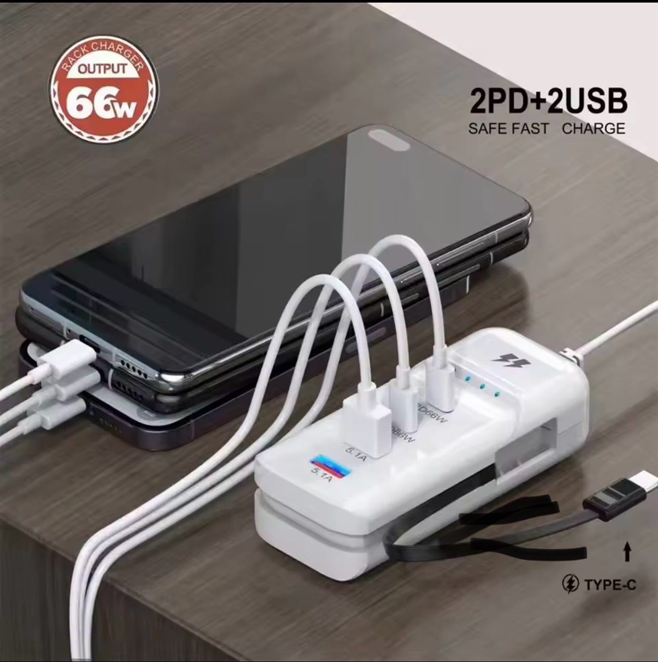 UK Multi 4 Ports USB Charger PD 66W Fast Charging For IPhone Mobile Phone Travel Power Socket Household Wall Adapter 2usb port 2c type port