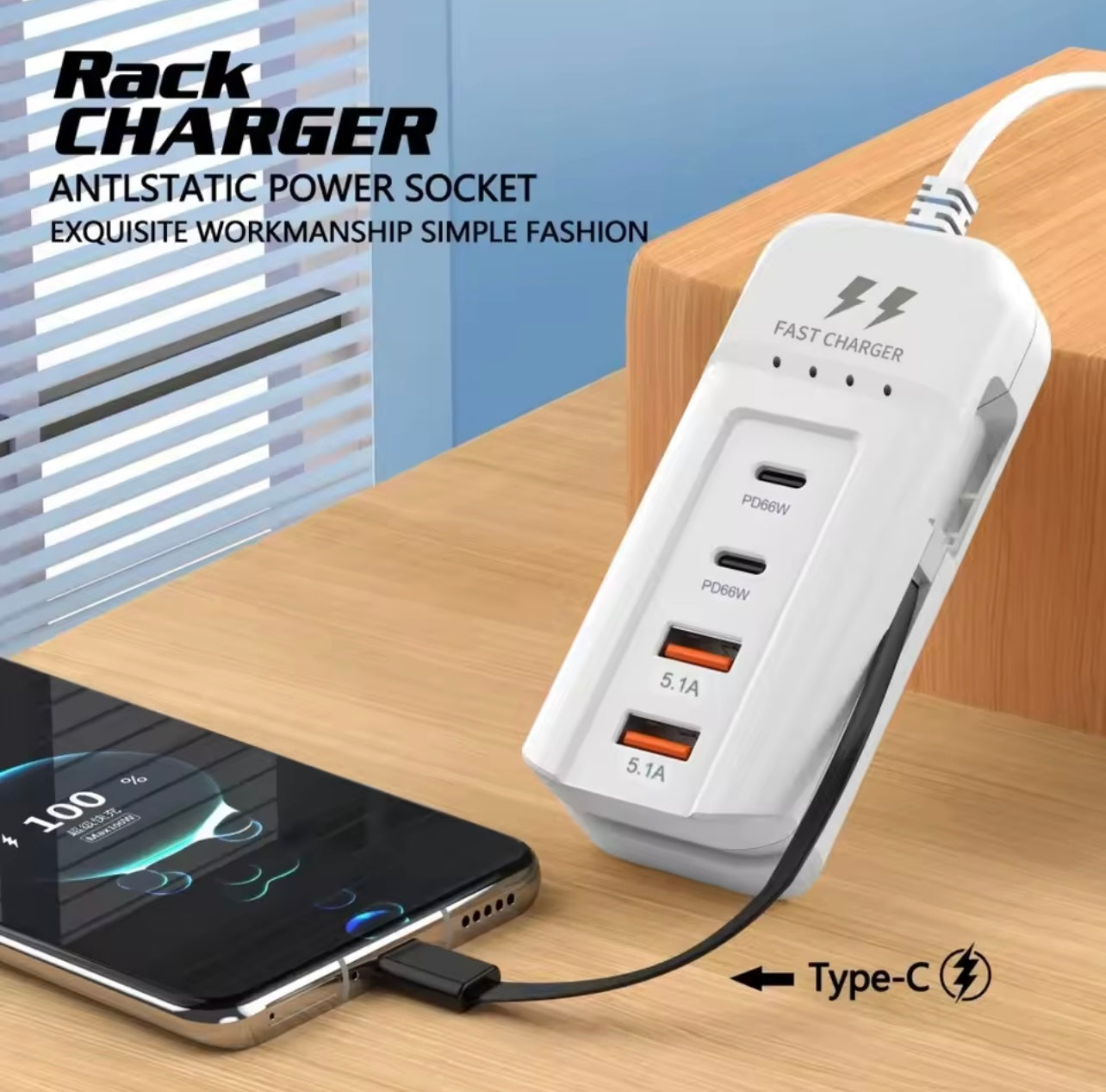 UK Multi 4 Ports USB Charger PD 66W Fast Charging For IPhone Mobile Phone Travel Power Socket Household Wall Adapter 2usb port 2c type port