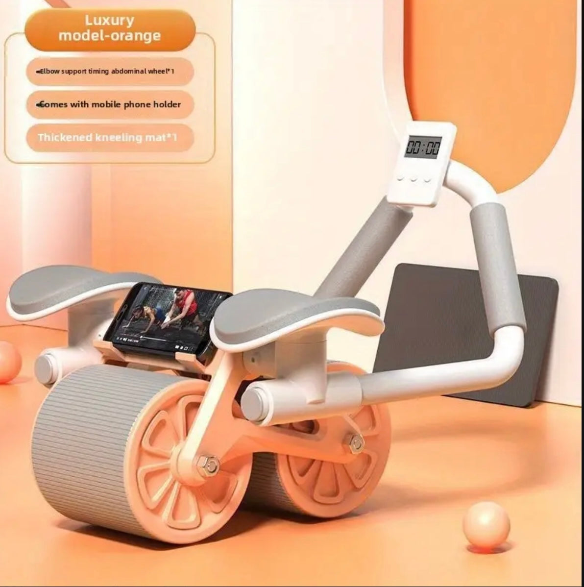 Automatic rebound of abdominal wheel with monitor, elbow flat support, abdominal training device, home fitness equipment