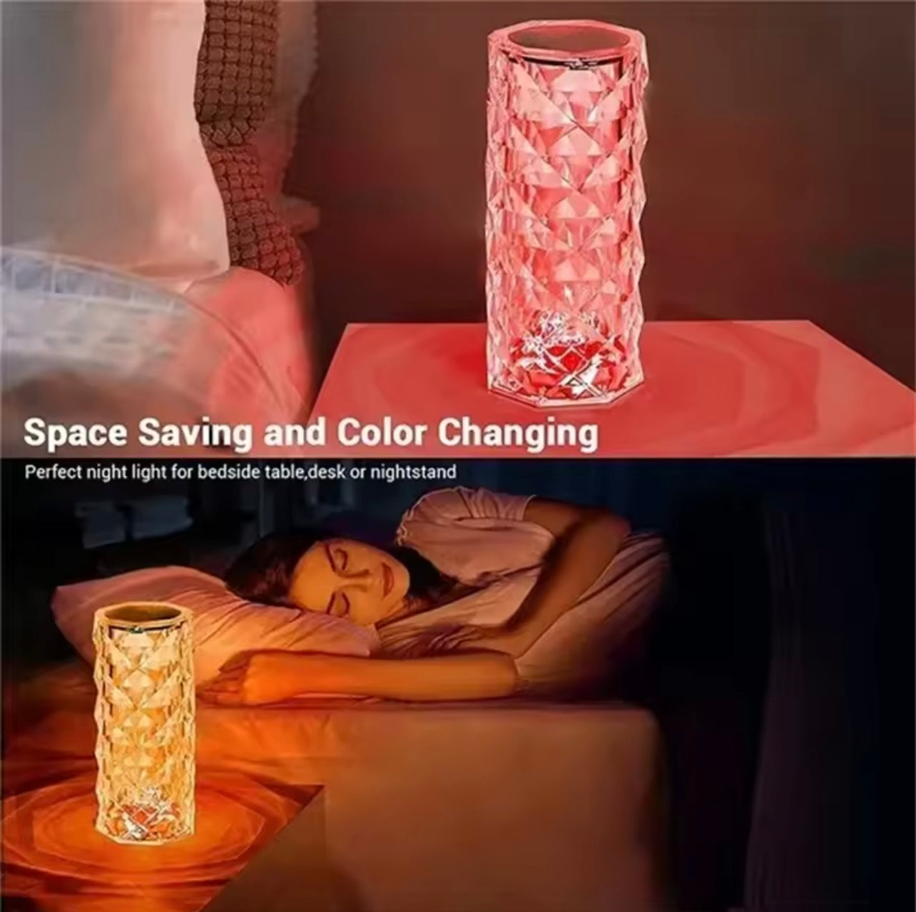 16 Colors Crystal Night Light LED Touch Projection Table Lamp Rose Remote Dimmable USB Romantic Atmosphere Light for Decor Home