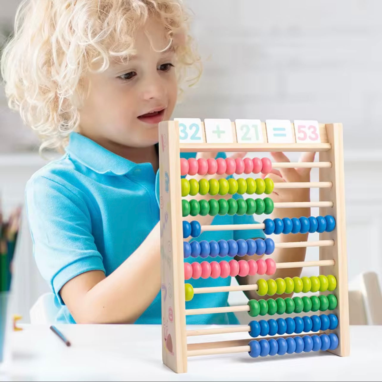 Counting Toys Kids Wooden Abacus, Wooden Frame Counter Kids Abacus Toys ...
