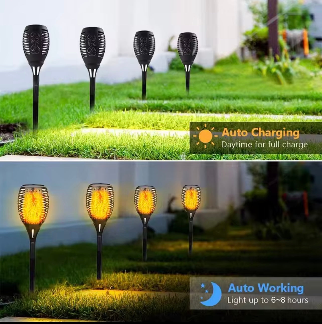 Solar Flame Yard Lawn Decoration Light Pathwav Ground Landscape Outdoor Waterproof LED Torch Solar Garden Light