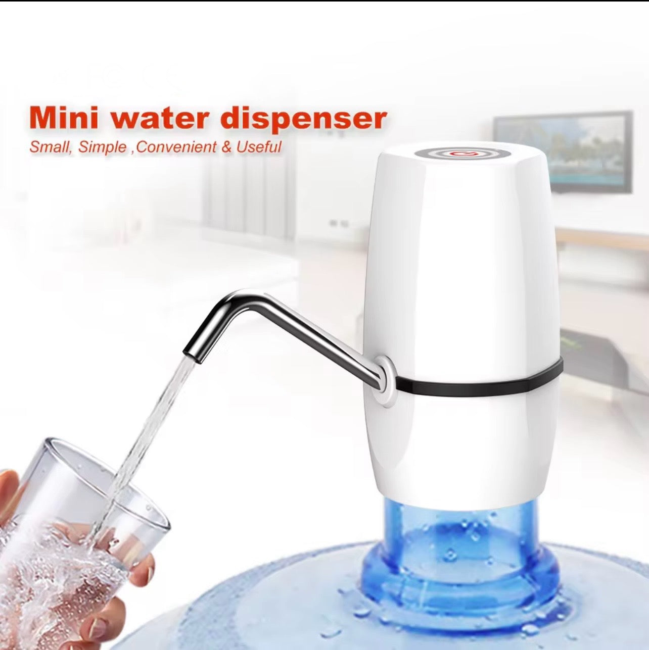 1ps USB Rechargeable Electric Water Pump, Rechargeable Drinking Fountain, Portable Drinking Fountain, Easy Installation, One-Button Operation, Blue Light Display, Can Pump About 6 Bottles of 19.0 L of Water on Full Charge, Powerful Motor Pump