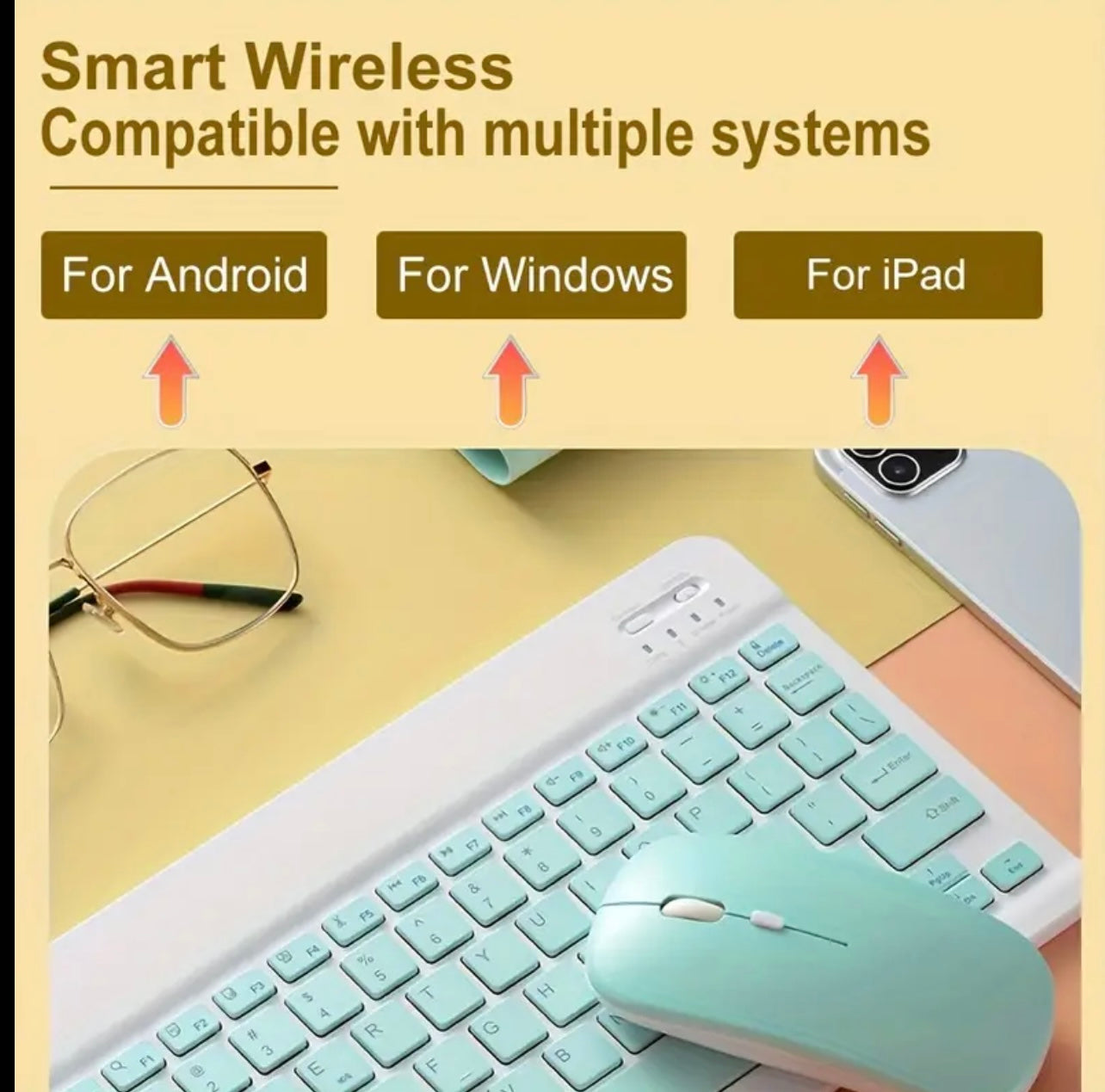 Ultra-Slim Wireless Keyboard & Mouse Set – Portable Bluetooth Combo for iPad, Tablet & Laptop