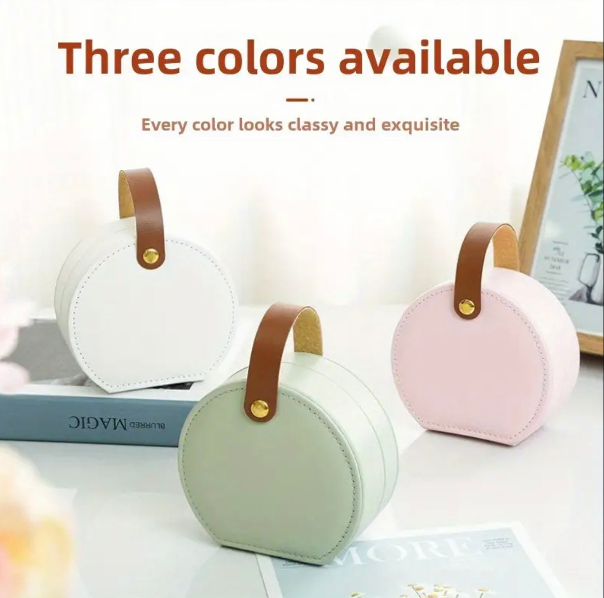 1pc Exquisite Gift Macaron Multi-color System New High-end Faux Leather Travel Convenient Portable Jewelry Box Handheld Suitable for Storage of Rings, Necklaces and Other Accessories Decorative Gift Small Gifts