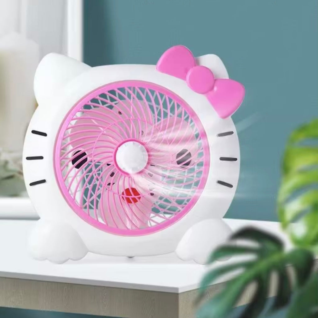 Cartoon Hello Kitty 3pin 220V Desk Cooler Fan Gear Plastic Box 7 Inch Portable Small Electric Table Fans