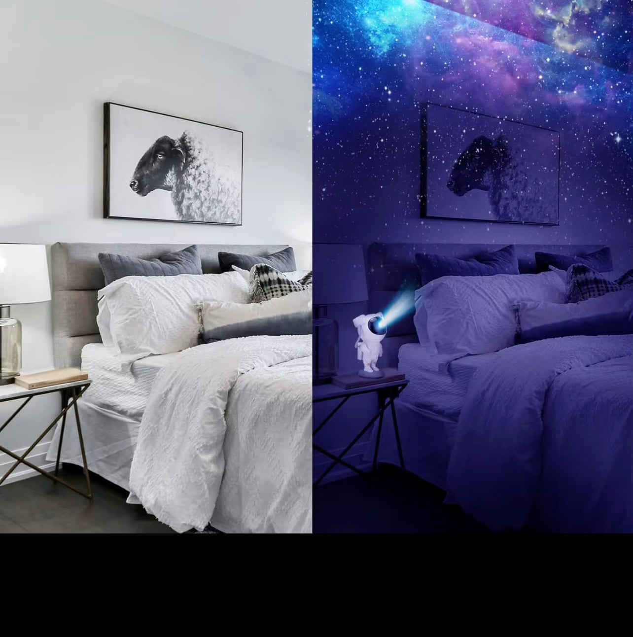 مصباح إسقاط رائد الفضاء الذي يعمل به USB مع عرض Starry Sky - مثالي لغرف الألعاب والمكاتب والمكاتب وغرف النوم وغرف المعيشة ومناطق الدراسة ، والإضاءة التي يتم التحكم فيها عن بُعد ، قابلة للتعديل ..