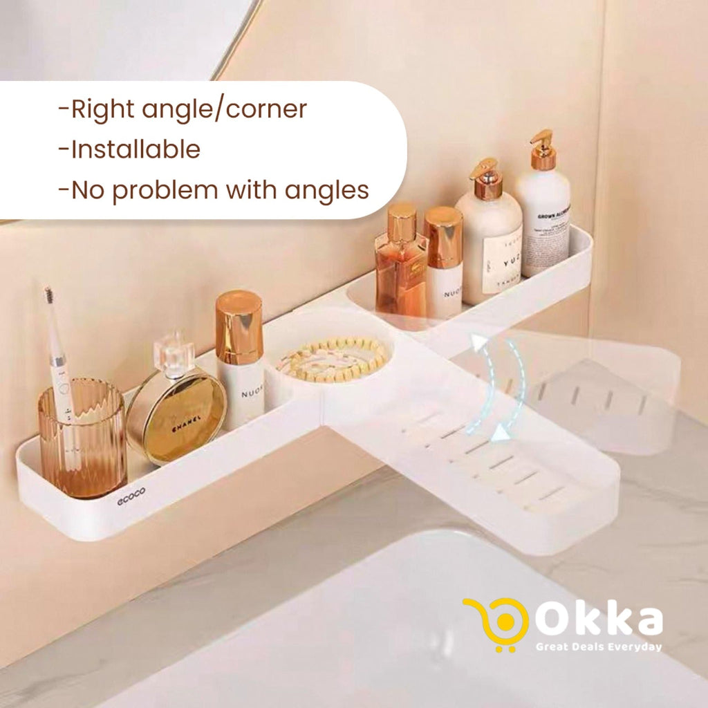 Ecoco Triangular Corner Bathroom Shelf – Wall-Mounted Storage Organizer