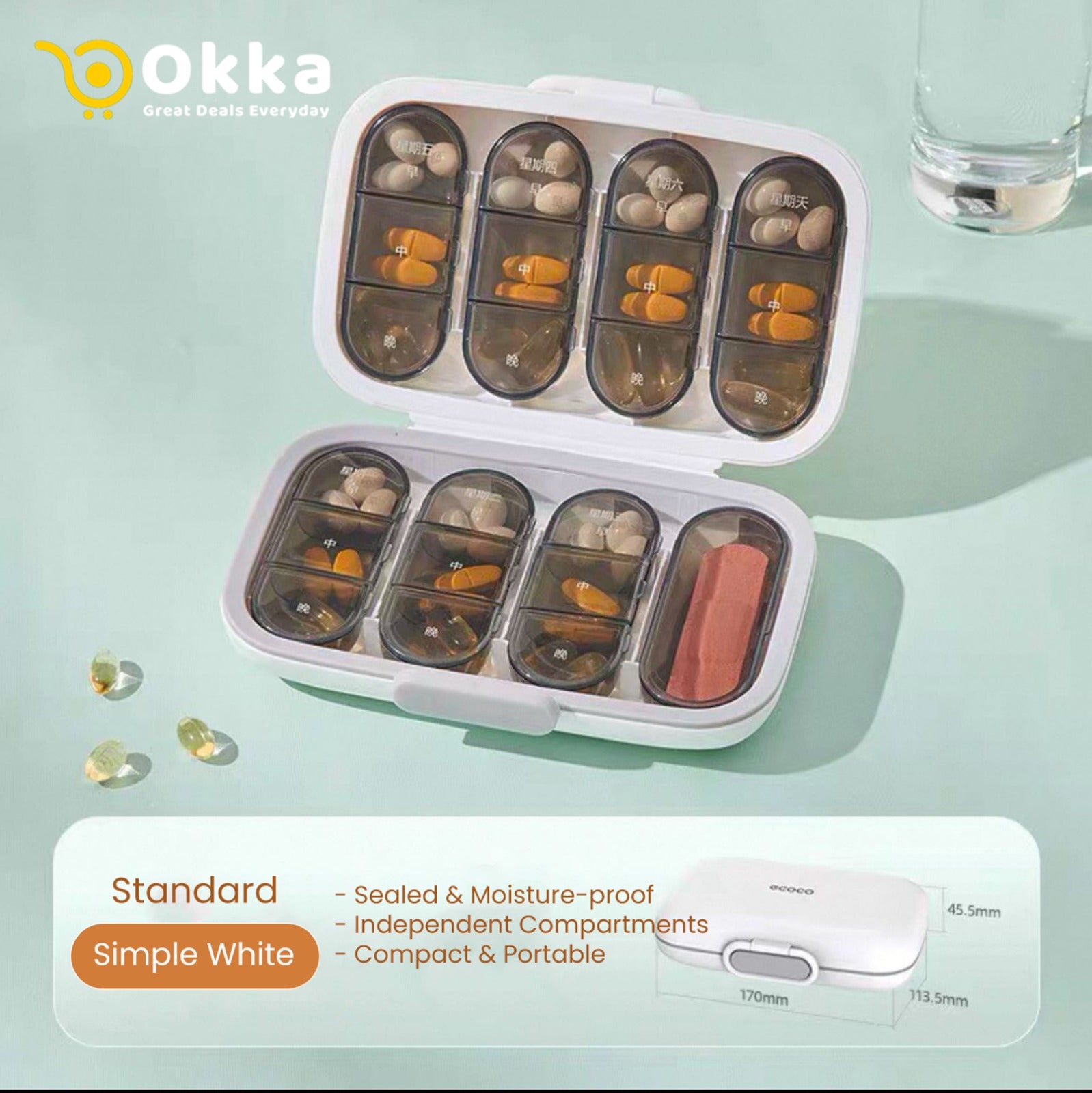 Pills Case 7 Day Pills Box Tablets Dispenser Large Capacity Pills Container Pills Holder
