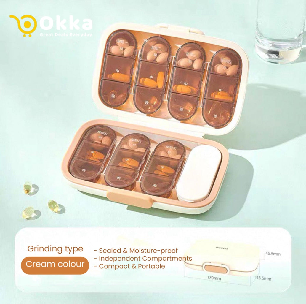 Ecoco Pills Case 7 Day Pills Box Tablets Dispenser Large Capacity Pills Container Pills Holder