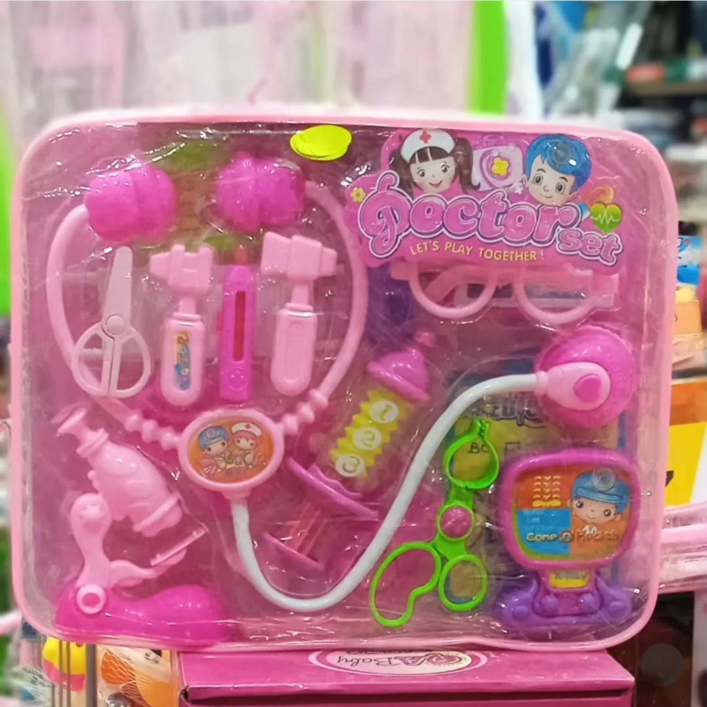 Fun Doctor Play Set for Kids – Includes stethoscope, syringe, glasses & more in a compact 33x27 cm carry case. Encourages imaginative role play and learning. Safe, colorful, and perfect for budding young doctors!