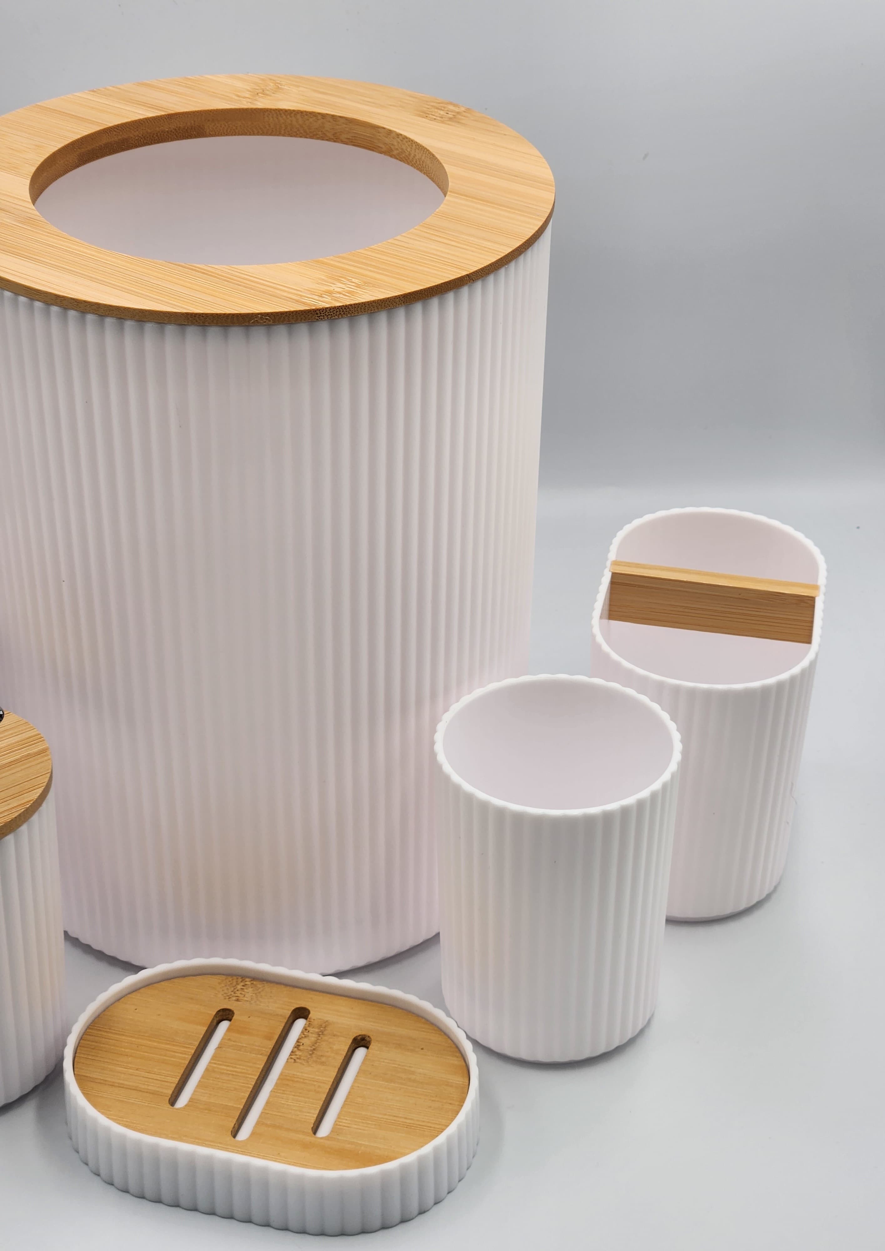 7pcs Bathroom Accessory Set with Trash Can, Toothbrush Holder, Makeup Soap Dispenser, Soap Dish, Toilet Brush,Toilet Set, Bath Set Housewarming Gift,