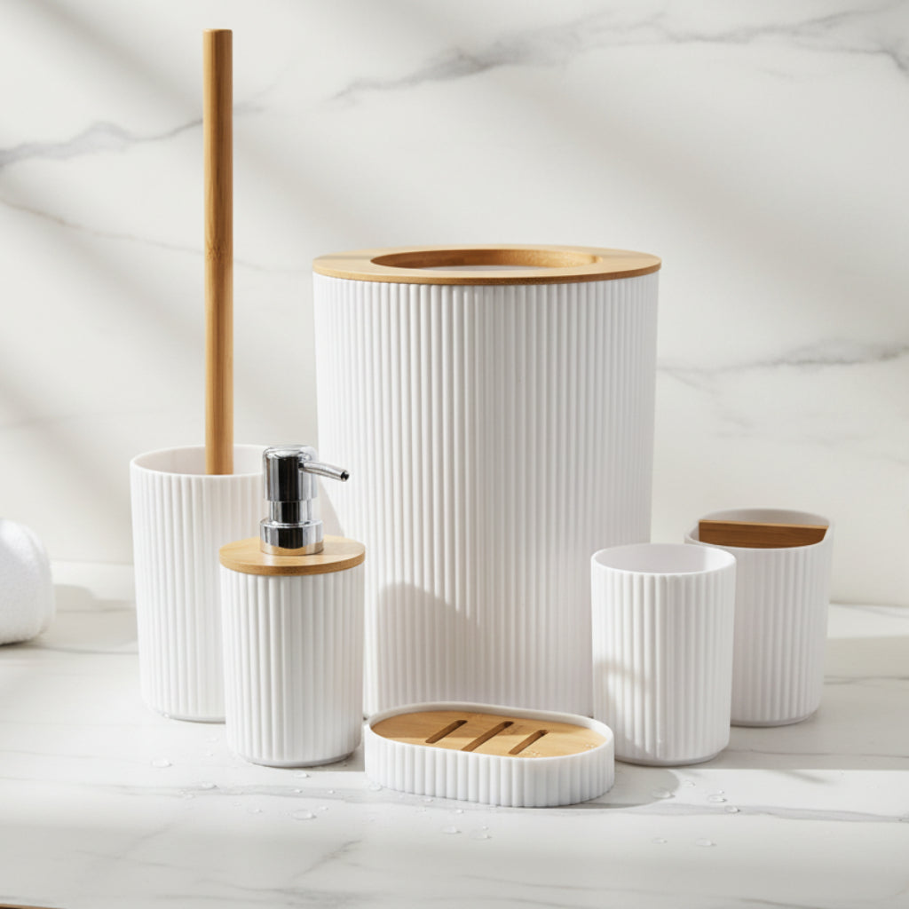 مجموعة ملحقات الحمام المكونة من 7 قطع – أساسيات الحمام الكاملة للمنزل