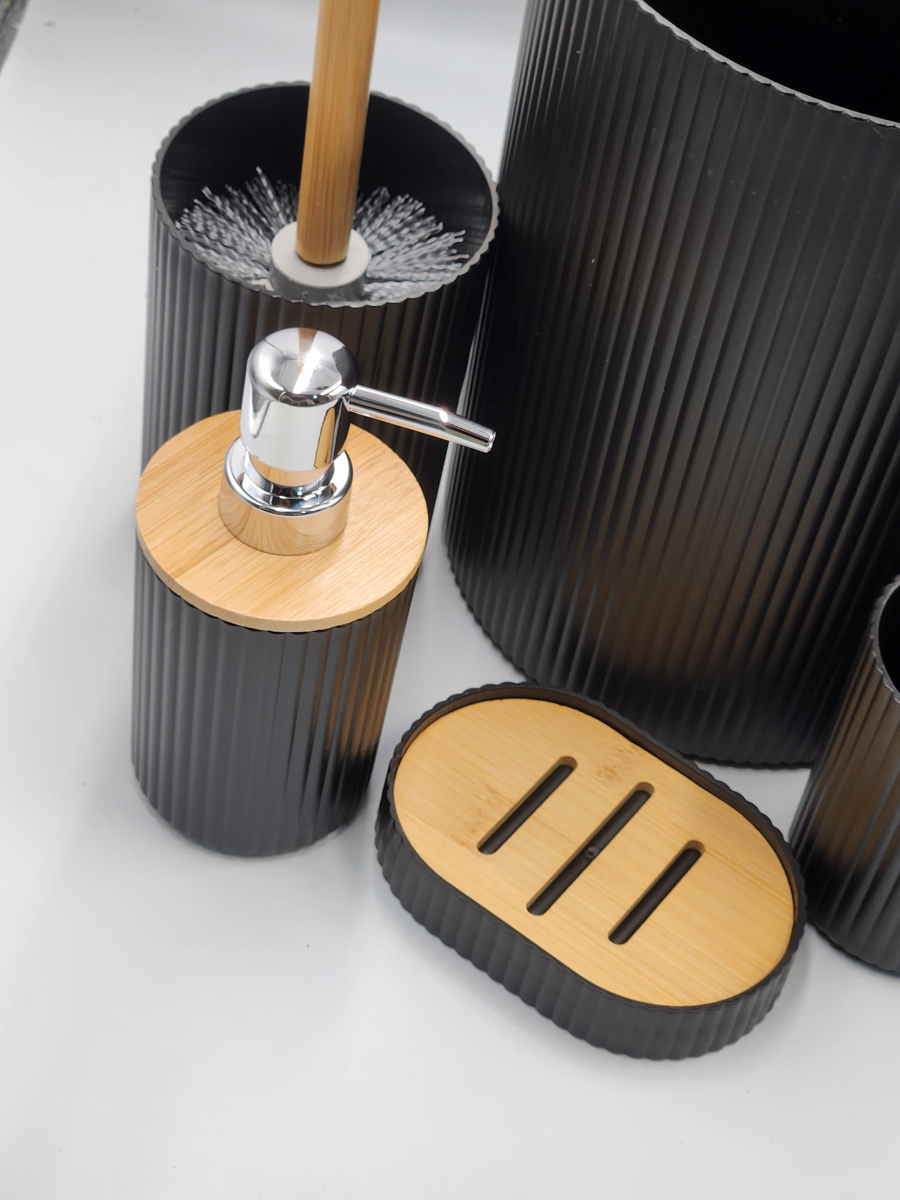 7pcs Bathroom Accessory Set with Trash Can, Toothbrush Holder, Makeup Soap Dispenser, Soap Dish, Toilet Brush,Toilet Set, Bath Set Housewarming Gift,