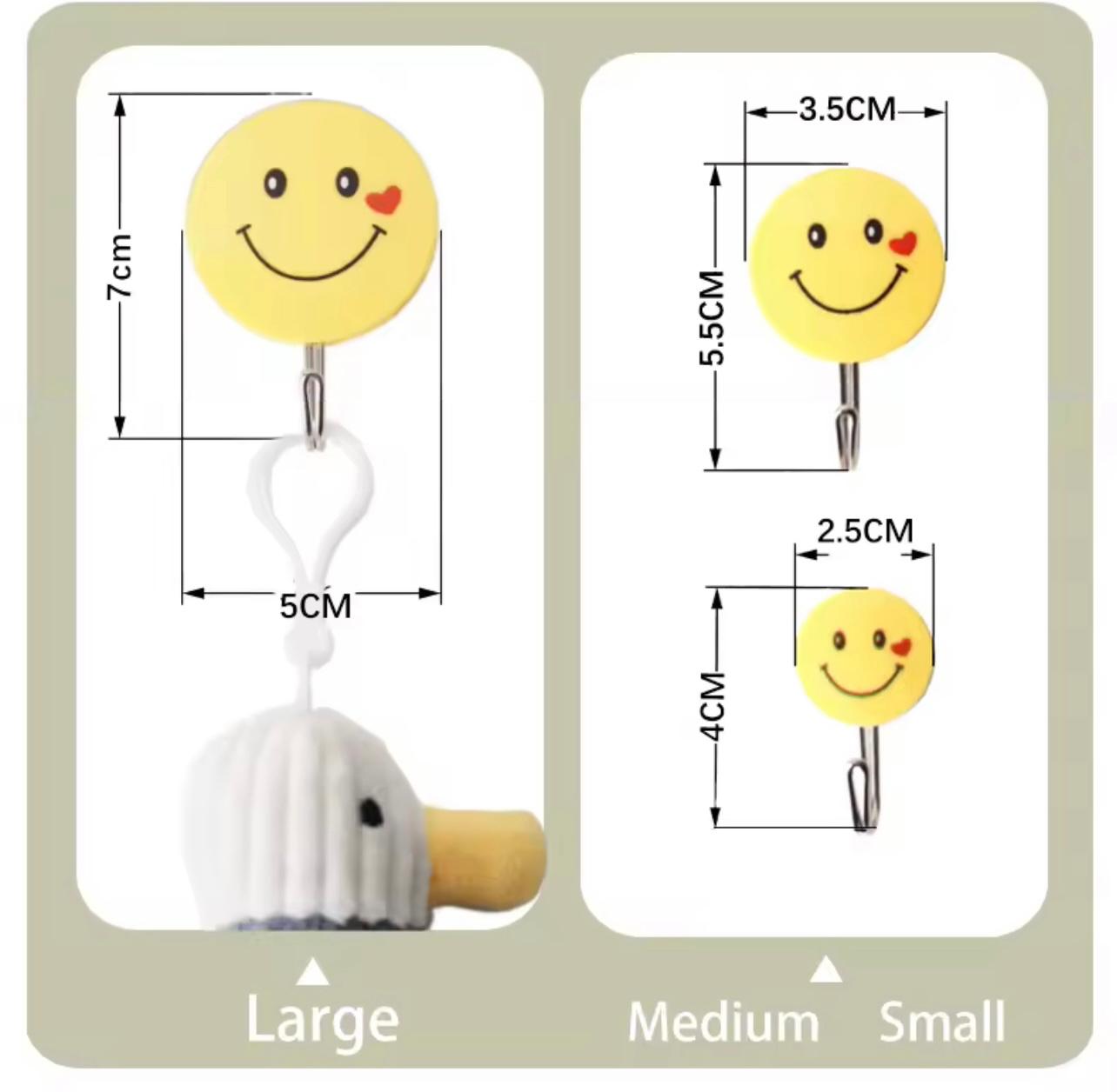 9 pcs Set Size Large Smiling Wall Hook ,No-Drill Adhesive Bracket, Plastic Multi-Purpose Hanger, Suitable Kitchen, Bathroom, Office, Car, Utility Hooks