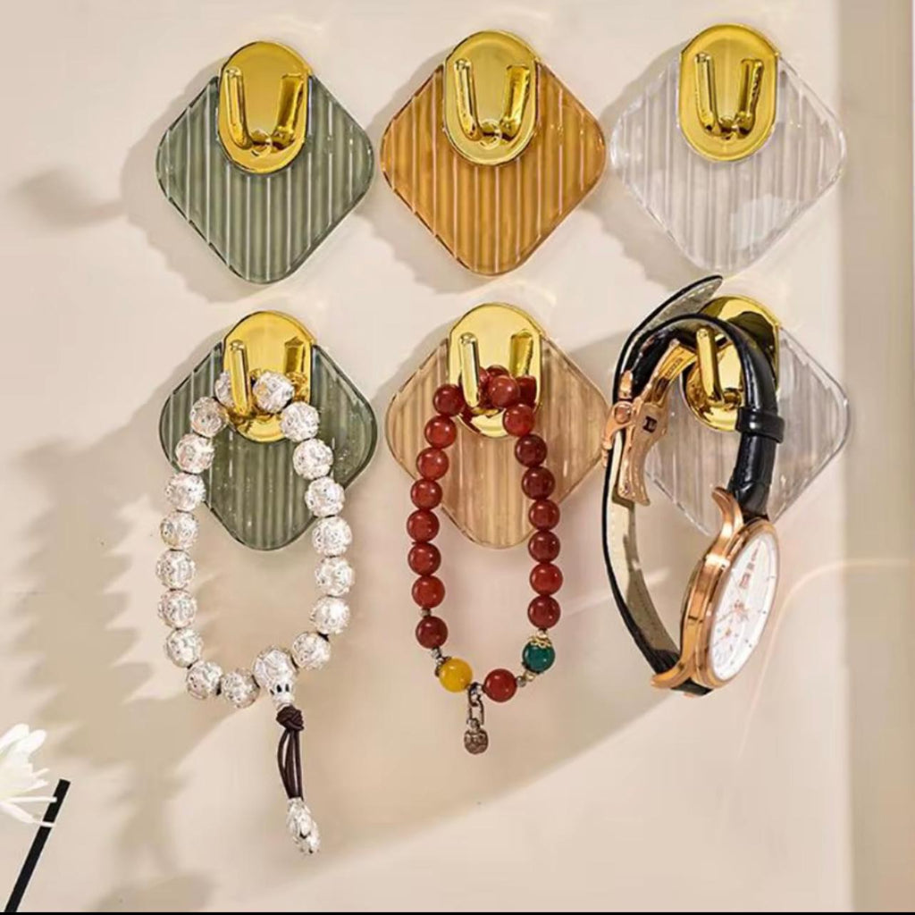 4pcs Set Wall-Mounted Hooks, No-Drill Self-Adhesive, Durable Plastic, Stylish Towel and Clothes Hangers for Bathroom, Bedroom, Dorm - Ideal for Towels, Clothes, Keys, Scissors, and More, Bathroom Accessories,