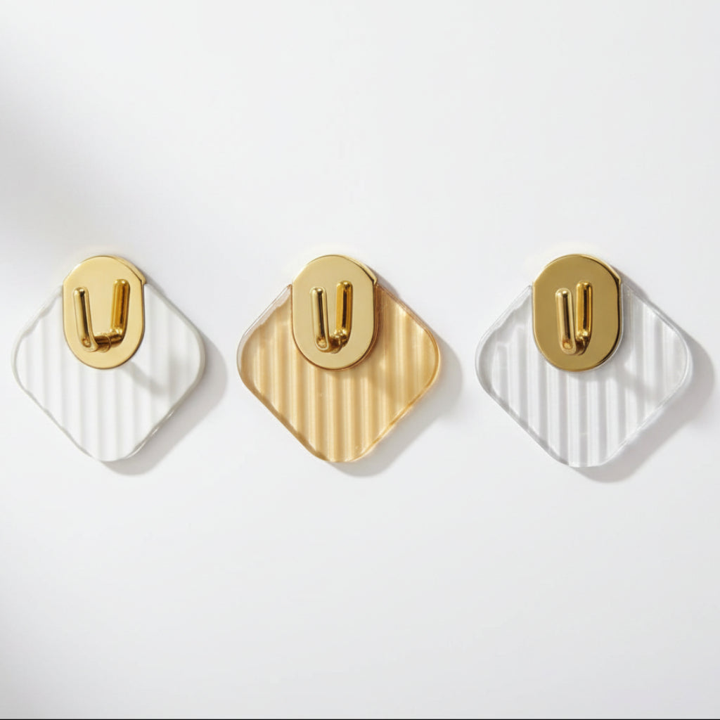 4 قطع خطافات مثبتة على الحائط - بدون ثقب، ذاتية اللصق، متينة وأنيقة