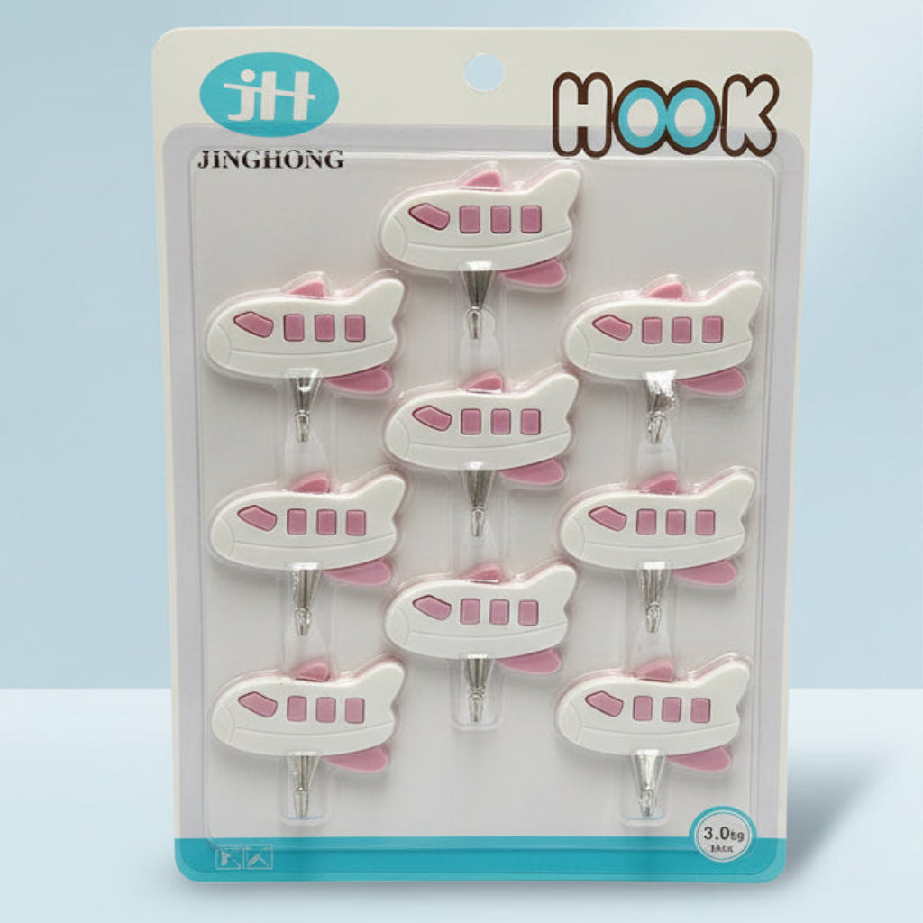 مجموعة خطافات لاصقة مكونة من 9 قطع - خطافات حائط أنيقة بنمط السيارة والطيران