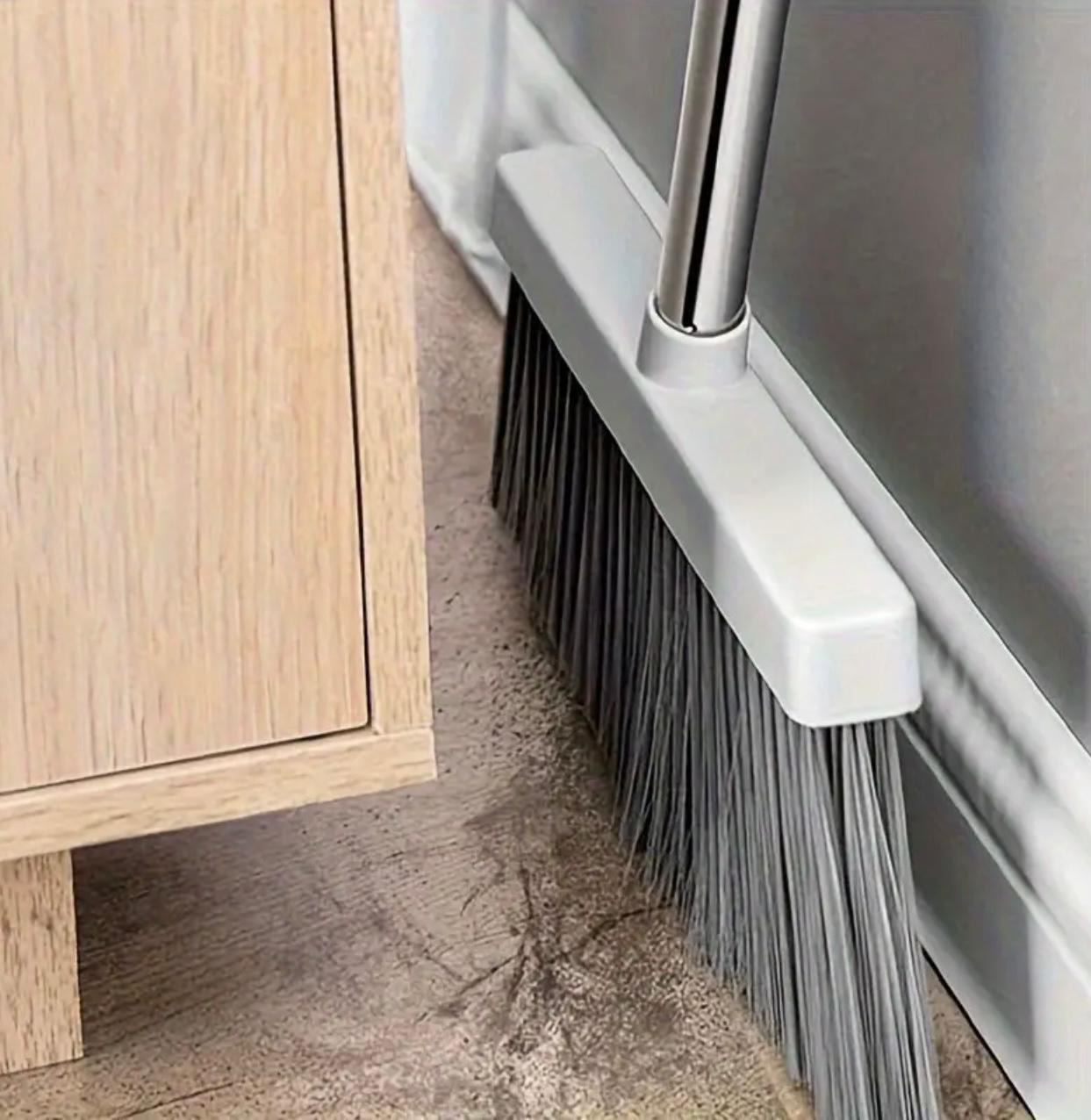 Long Handle Stainless Steel Broom, Standalone Dustpan and Set, Suitable for Indoor and Outdoor Use, Household Cleaning Tool for Living Room, Bedroom, Kitchen, and Outdoor Spaces