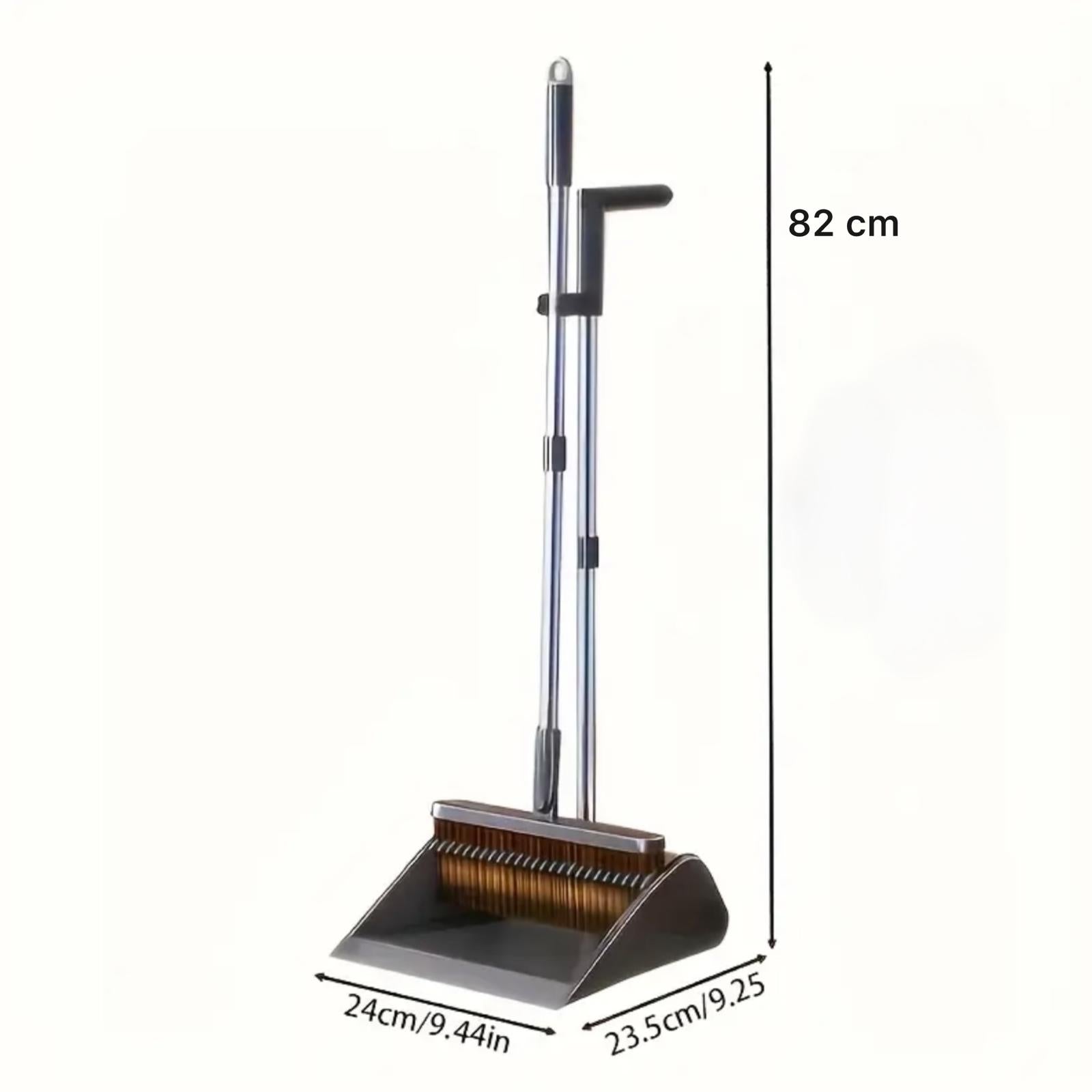 Long Handle Stainless Steel Broom, Standalone Dustpan and Set, Suitable for Indoor and Outdoor Use, Household Cleaning Tool for Living Room, Bedroom, Kitchen, and Outdoor Spaces