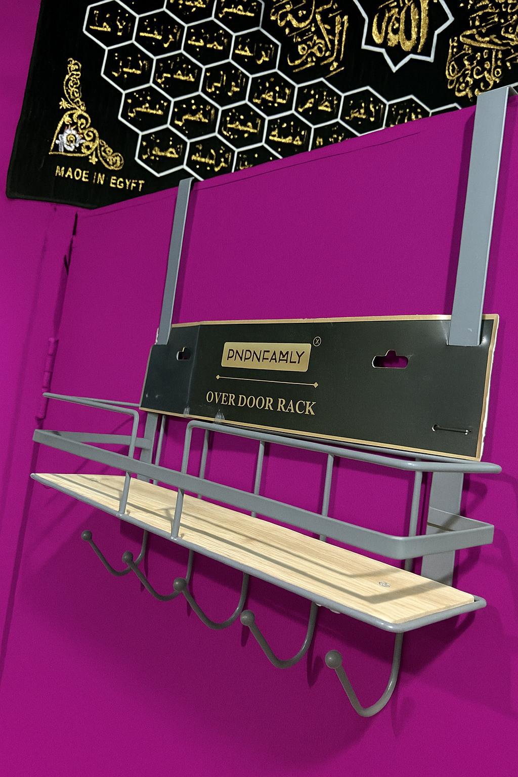 Over-the-Door Storage Rack with 5 Hooks, Easy Installation, Multifunctional Metal Hooks Suitable for Bedroom, Bathroom, and Kitchen Organization, Utility Racks