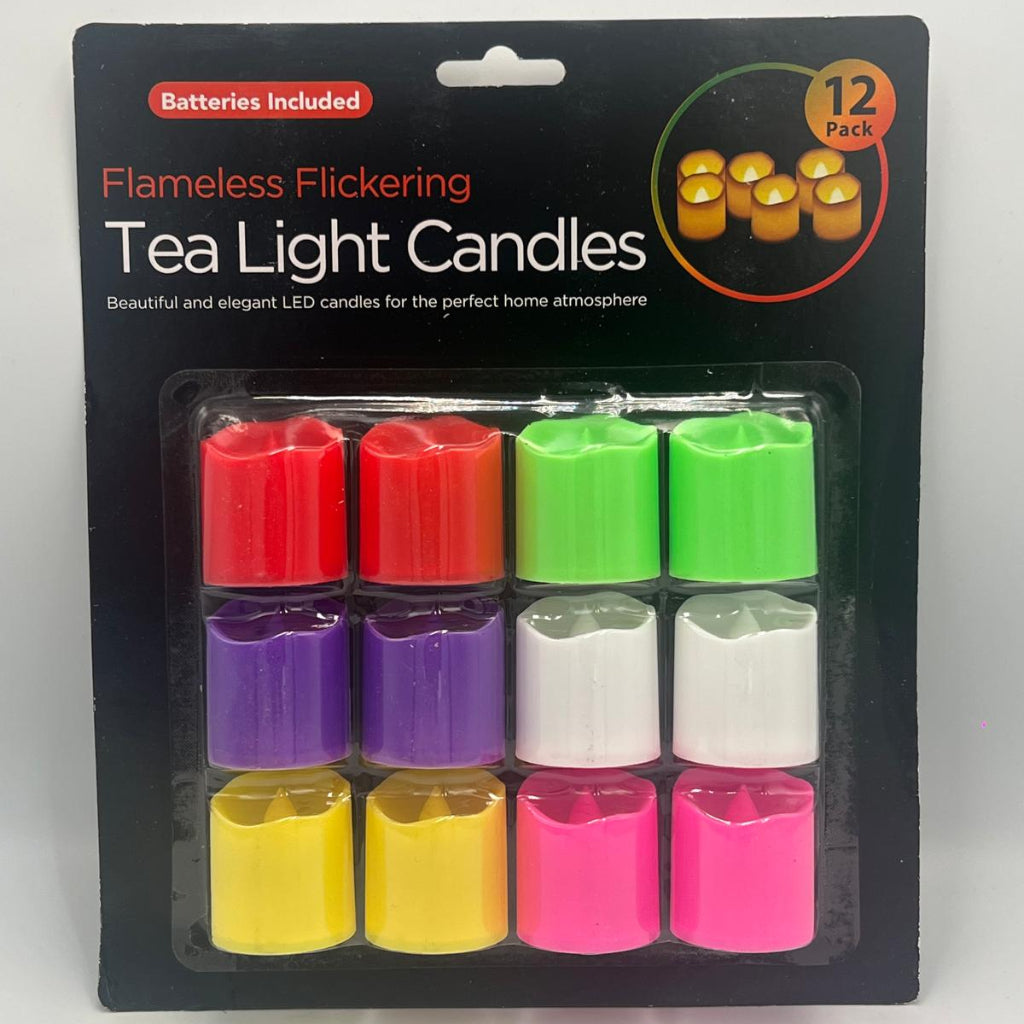 مجموعة شموع وامضة عديمة اللهب مكونة من 12 قطعة - تعمل بالبطارية
