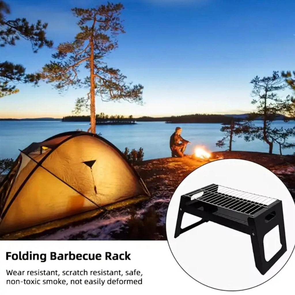 شواية شواء محمولة قابلة للطي - تخييم خارجي من الفولاذ المقاوم للصدأ