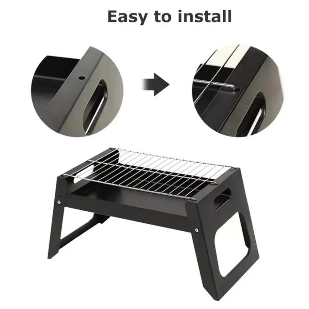 شواية شواء محمولة قابلة للطي - تخييم خارجي من الفولاذ المقاوم للصدأ