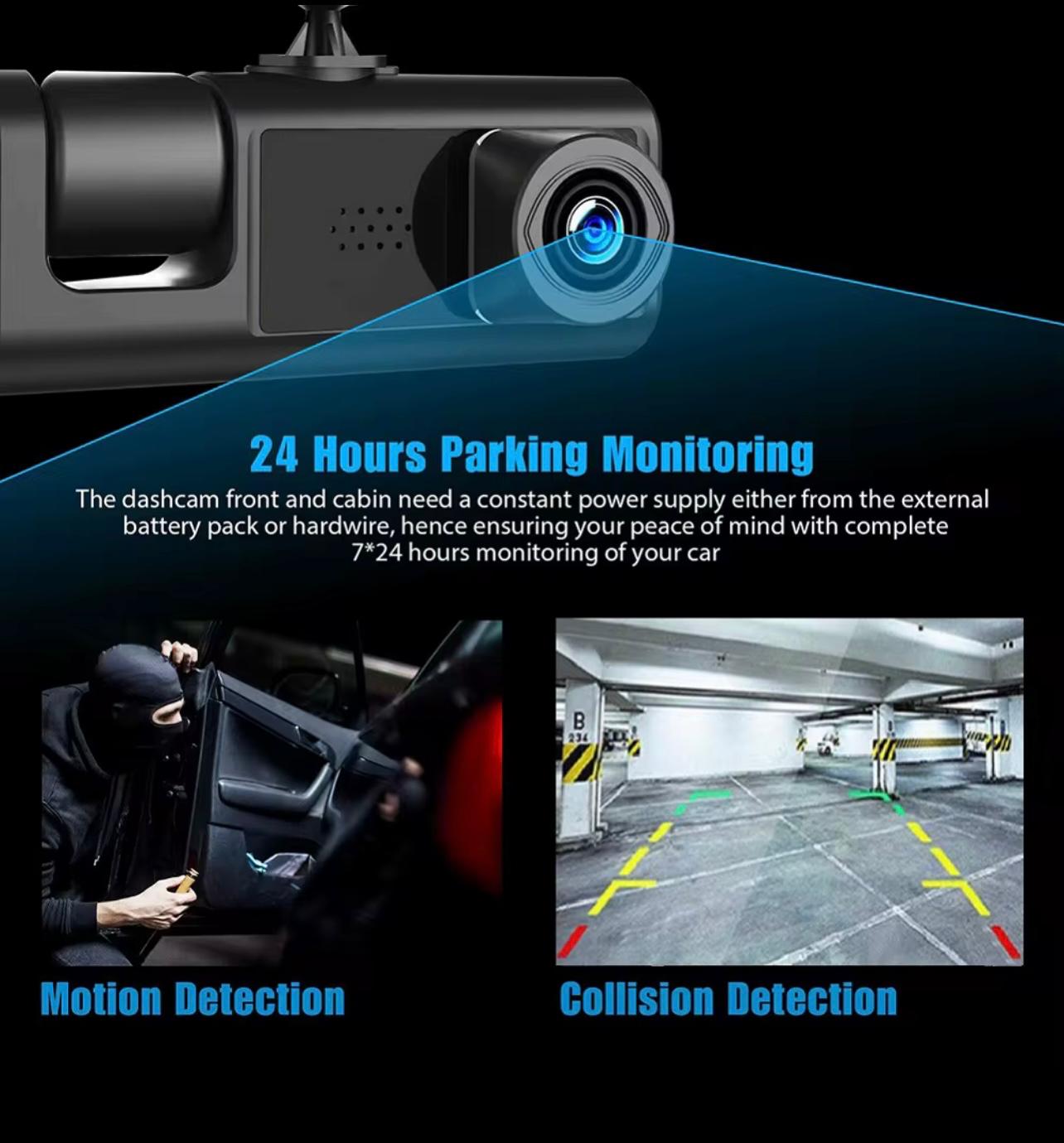 3 in 1 Dual Lens HD 1080P Car DVR Dash Cam