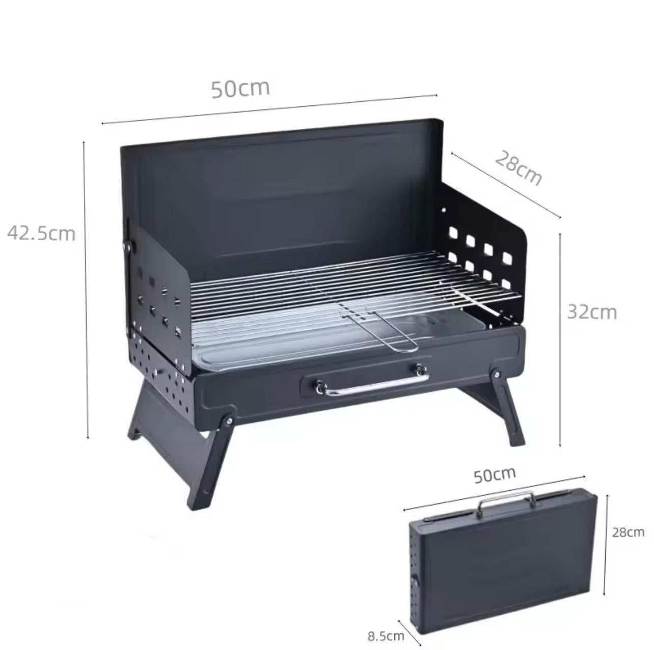 Portable Iron Charcoal Outdoor Folding Barbecue Grill Stand for Camping and Household Use