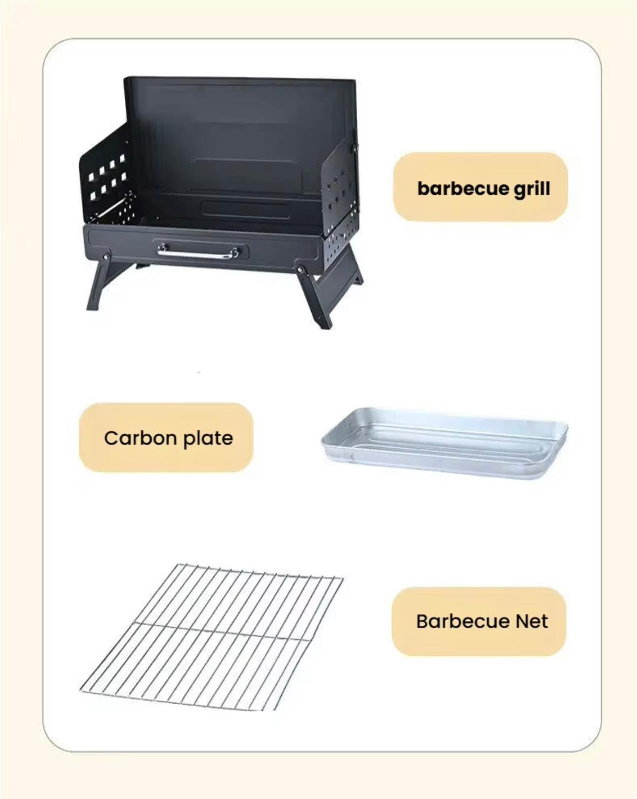 Portable Iron Charcoal Outdoor Folding Barbecue Grill Stand for Camping and Household Use