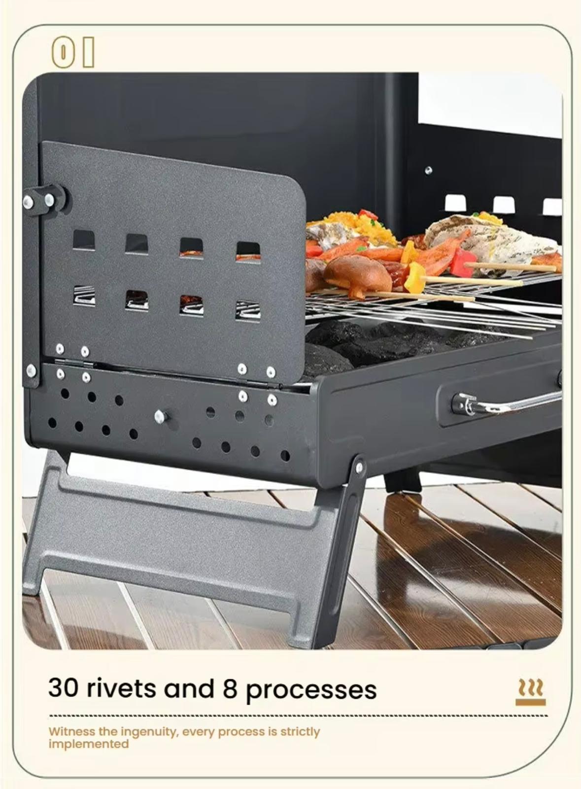 Portable Iron Charcoal Outdoor Folding Barbecue Grill Stand for Camping and Household Use