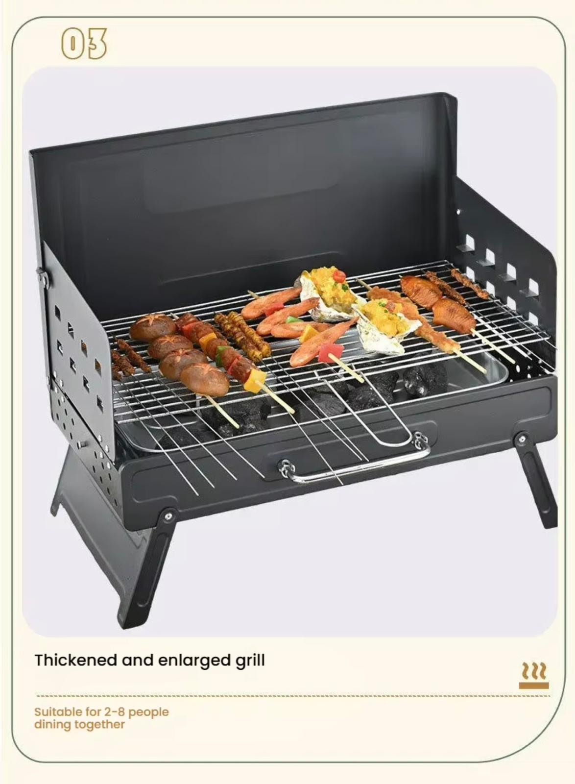 Portable Iron Charcoal Outdoor Folding Barbecue Grill Stand for Camping and Household Use