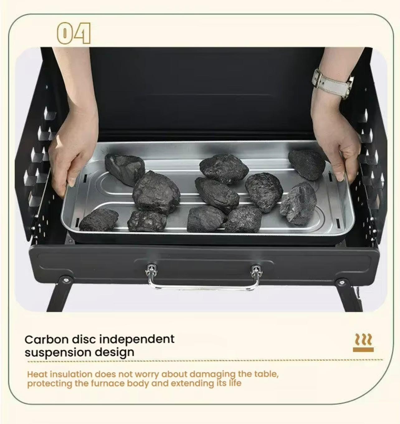 Portable Iron Charcoal Outdoor Folding Barbecue Grill Stand for Camping and Household Use