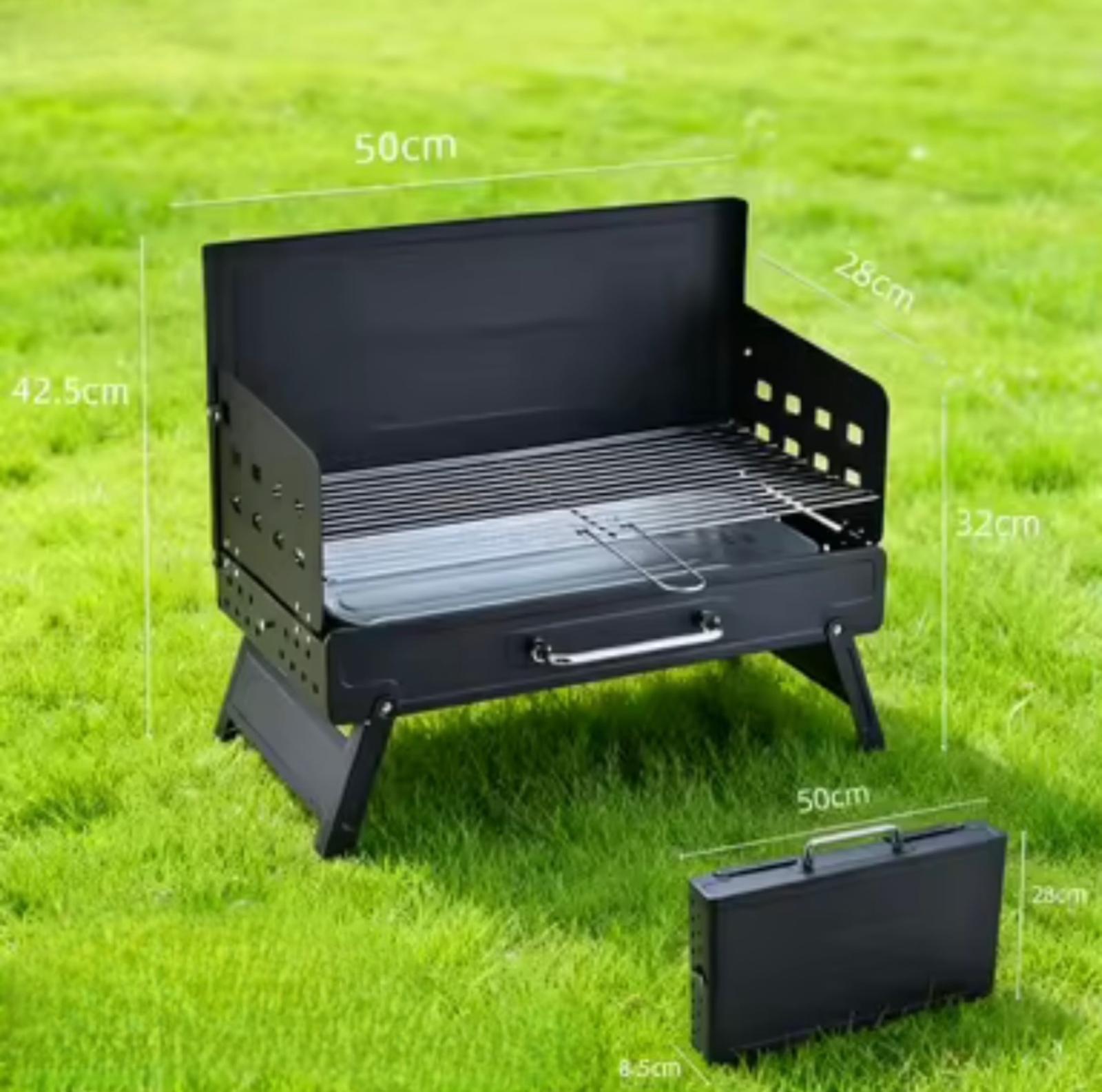 Portable Iron Charcoal Outdoor Folding Barbecue Grill Stand for Camping and Household Use