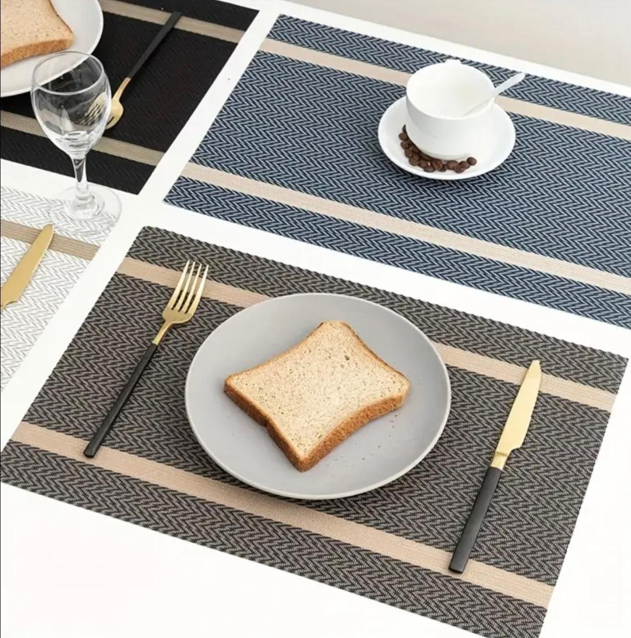 4 Pcs Random Modern Stripe Placemats – Durable ,Table Mats